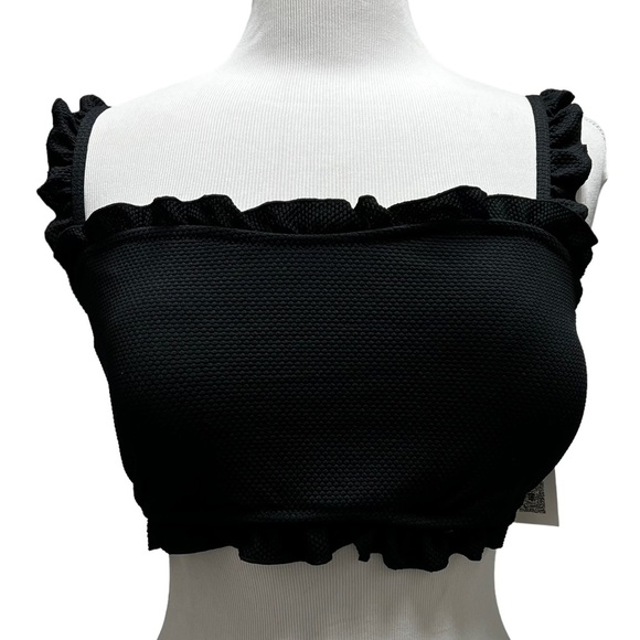 NWT CUPSHE Women's Bikini Top Size XXL Black Ruffle Swimsuit Top - Picture 4 of 13